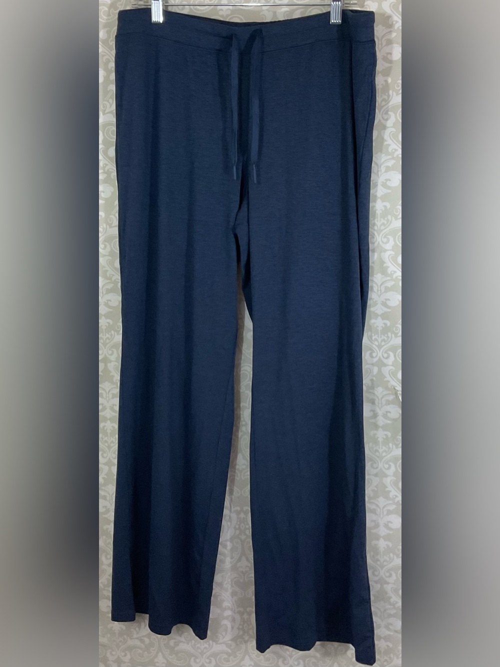 Quince Women’s Heather Navy Flow Knit Wide-Leg Drawstring Pants